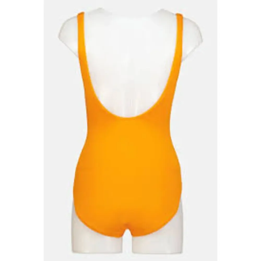 MICHAEL KORS Lace UP One Piece Swimsuit Orange Grommets Size 8 Padding Vacation